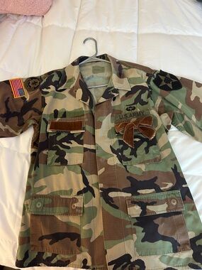 Camouflage Military-Style Jacket with Patches